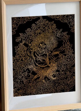 不动明王唐卡手绘描金线稿