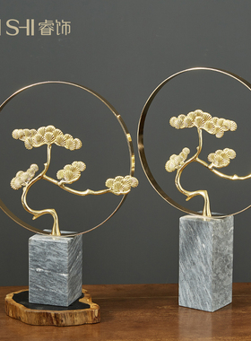 新中式禅意摆件别墅样板间软装饰品博古架玄关艺术摆设家居饰品