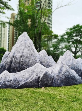 景观石头玻璃钢仿真雪浪石雪山假山石庭院造景禅意布景泰山石摆件