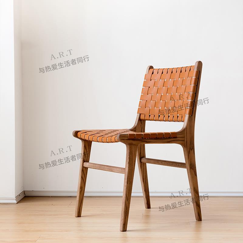 芬纳维亚ART 简约家用现代餐桌椅 Nivali 设计师实木编织靠背餐椅 - 图0