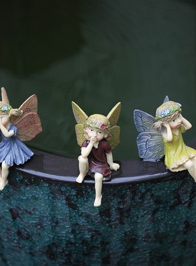 田园森林花园小精灵人物树脂天使微景观绿植花盆景摆件电视柜装饰