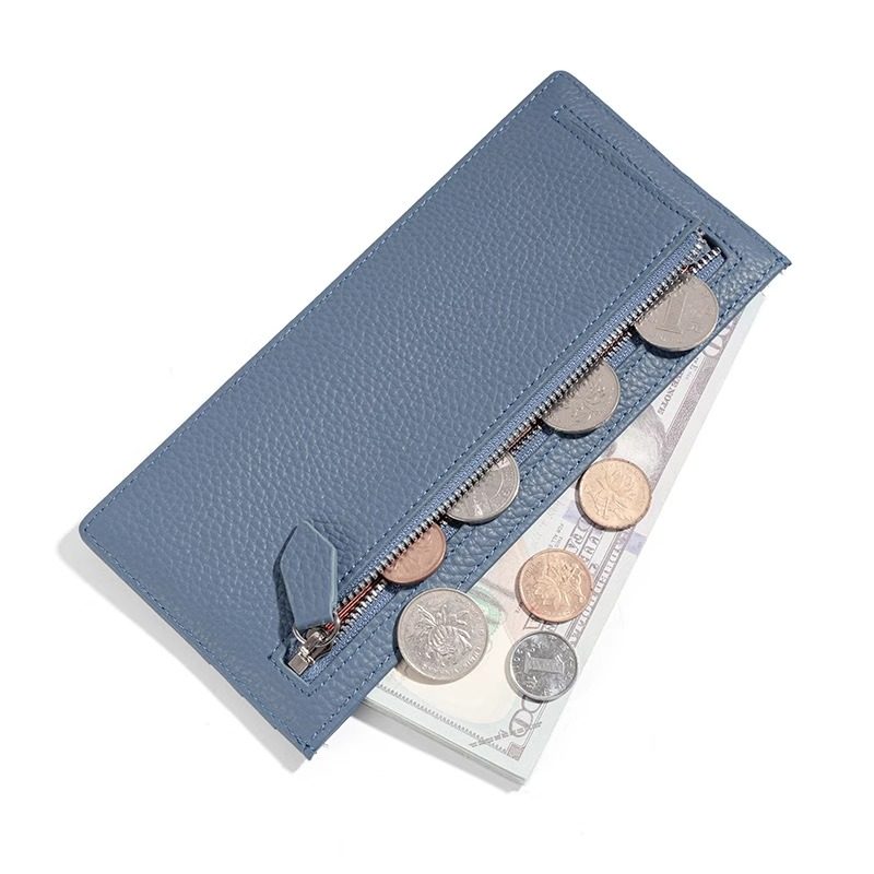 个性女士钱包真皮质感纯色长款钱包超薄简约拉链零钱包时尚设计感,淘宝优惠券,粉丝福利购,淘宝优惠卷