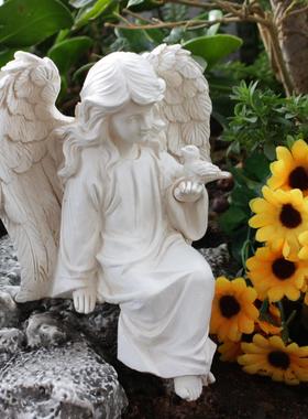 欧式创意树脂少女天使雕塑居家客厅玄关装饰树脂天使女孩摆件现货