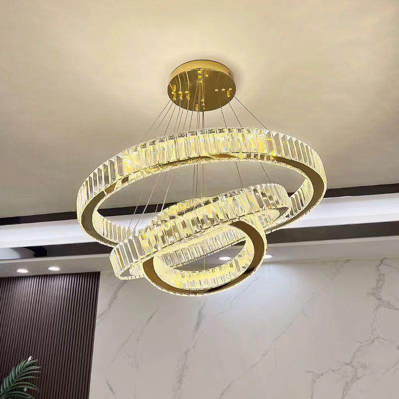 轻奢水晶吊灯客厅灯现代简约大气高级感餐厅主卧室圆环复式楼灯具,淘宝优惠券,粉丝福利购,淘宝优惠卷