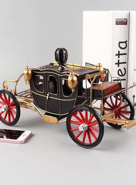 复古宫庭皇家马车模型手工马口铁工艺品客厅收藏装饰摆件礼物