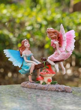 户外花园庭院可爱卡通天使玩翘翘板摆件树脂工艺品园艺雕塑