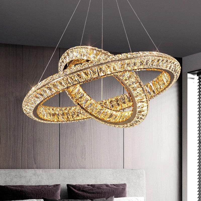 客厅吊灯水晶灯设计师轻奢圆环大气高档卧室灯创意艺术餐厅灯家用,淘宝优惠券,粉丝福利购,淘宝优惠卷
