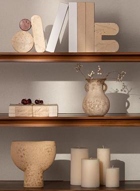 侘寂风网红民宿中古电视柜摆件房间布置软装搭配书柜装饰品