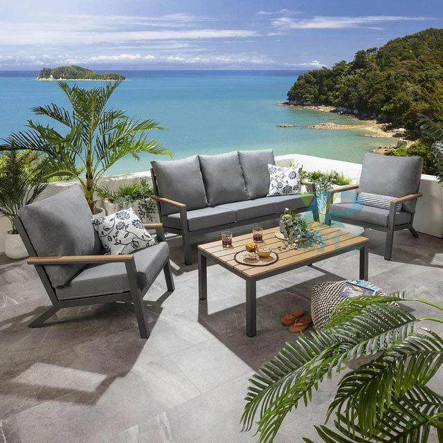 户外铝合金沙发庭院别墅花园室外售楼部露天塑木茶几组合防晒防水,淘宝优惠券,粉丝福利购,淘宝优惠卷