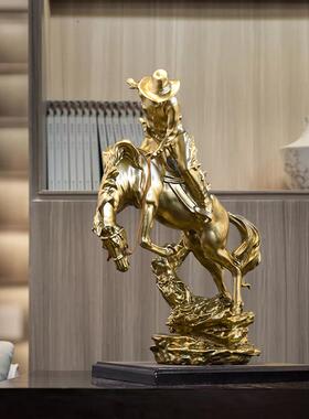 美式创意西部牛仔树脂工艺品摆件老板办公室酒柜书柜办公桌装饰品