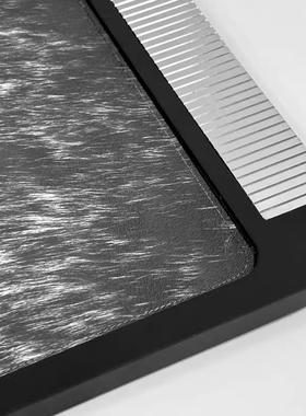 现代简约样板房木质皮革托盘纹理黑白色几何卡利斯把手托盘装饰