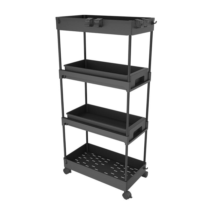 厨房抽拉式置物架卧室多层储物架冰箱夹缝收纳可移动小推车置物架 - 图3