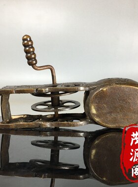 怀旧民国老物件老式纯铜龙纹同墨A斗墨线盒木工划线工具老铜器收