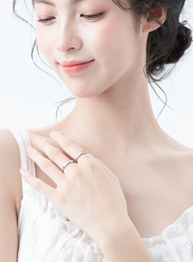 DVNRR喵汪恋语夜光可发光情侣对戒s925银原创送男女友七夕礼物