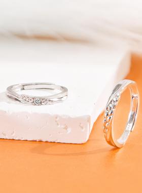 DVNRR双穗同心情侣对戒s925银浪漫精致简约送男女友七夕礼物