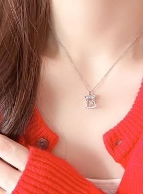 灵动铃铛送女友圣诞吊坠锁骨链