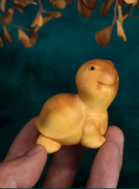 速发黄杨木小实龟手木雕刻乌把件可爱萌宠随身盘玩桌面文玩小摆件