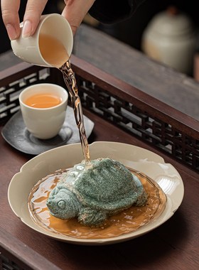 速发国养新中式青置石茶宠摆件神鳖盖砂可潮茶桌精品禅意装