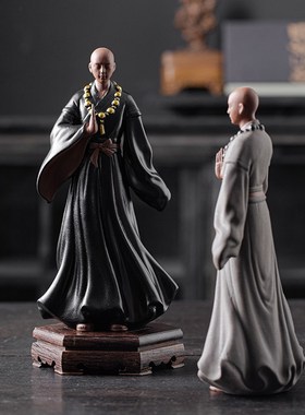 速发新中式房砂禅意人物小和尚工厅书紫玄关简约装饰客艺品茶宠摆