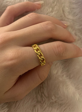 2022 Vintage Cuban Link Rings For Women Stainless Steel