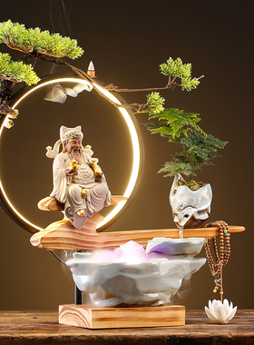 招财加湿器生财循环水乔迁新居礼品玄关客厅办公室桌面流水摆件