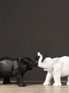 摆件几何装饰家居大象动物园林玻璃钢户外北欧抽象景观雕塑折纸间