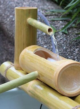 极速竹子流水器竹筒水缸过滤器养鱼缸自动太阳能水循环系统摆件