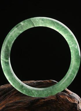 手镯天然绿草莓晶满水晶深绿籽女款手饰冰种绿色圆条