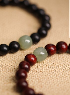 天然印度小叶紫檀手串男女黑檀木佛珠金丝楠木手链和田玉文玩盘玩