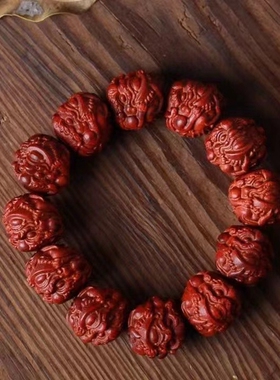 小叶紫檀招财貔貅手串雕刻佛珠手链男女款盘文玩单圈念珠文玩把件