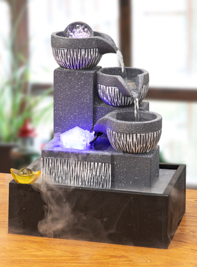 流水摆件循环水客厅室内招财工艺品转运球办公室小水车风水轮开业