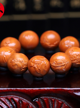 橄榄核手串正圆浮雕山水风景园林核雕文玩手工雕刻金刚节手链男女