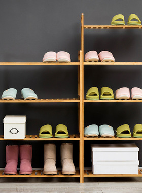 简易鞋架组装实木防尘宿舍门口室内家用多功能儿童楠竹多层鞋架子
