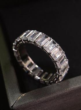 银镀金满圈副戒单钻分冰糖祖母绿切排戒叠戴时尚经典戒指女