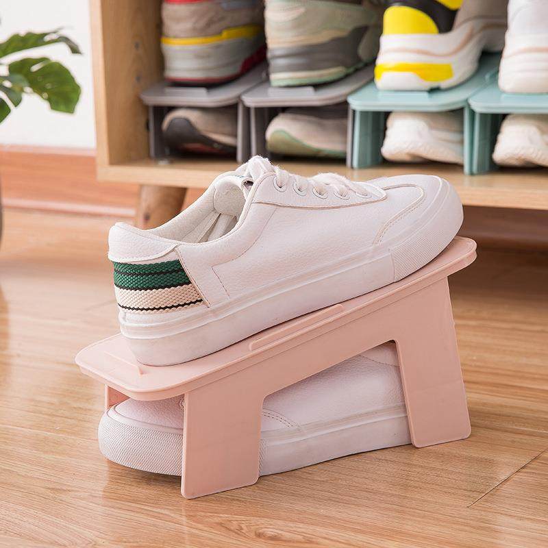 简约收纳鞋架简易折叠鞋托架塑料双层一体式可调节鞋架鞋子收纳架,淘宝优惠券,粉丝福利购,淘宝优惠卷