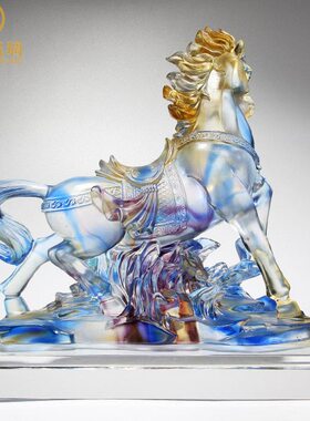 琉璃摆件轻奢玻璃工艺品马到成功办公室老板桌面客厅家居饰品摆设