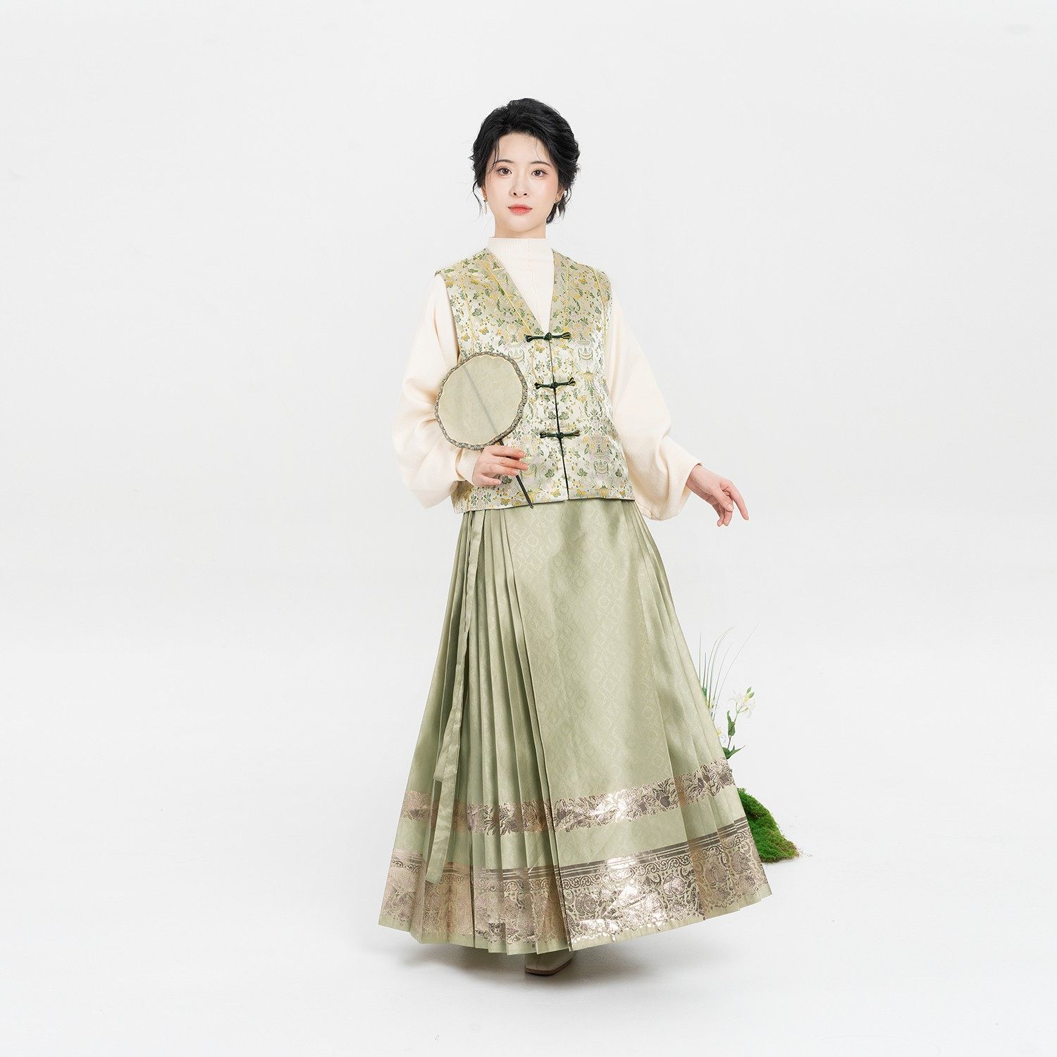 织造司[洛阳花园]新中式国风V领盘扣马甲背心坎肩织锦提花马夹女,淘宝优惠券,粉丝福利购,淘宝优惠卷