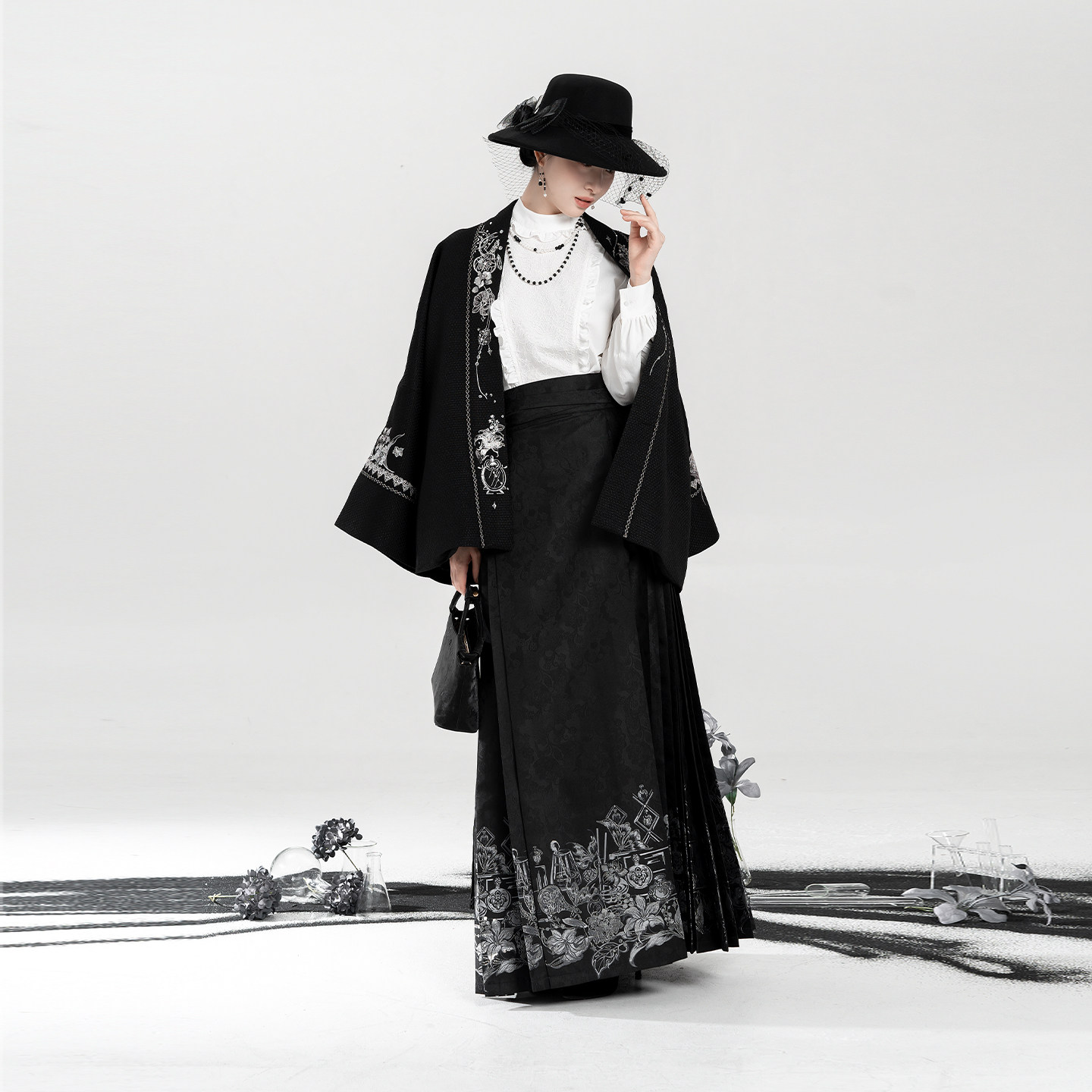 织造司[调香室]新中式对襟外套蕾丝拼接衬衫一片式暗纹织金马面裙,淘宝优惠券,粉丝福利购,淘宝优惠卷