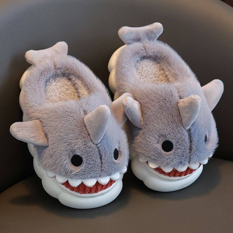 棉拖鞋男款冬季外穿保暖毛绒鲨鱼可爱家居防滑厚底情侣儿童棉鞋女,淘宝优惠券,粉丝福利购,淘宝优惠卷
