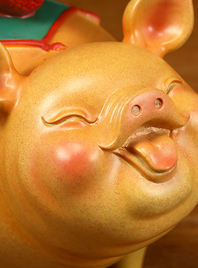 诸事大吉铜猪摆件工艺品招财客厅酒柜十I二生肖猪装饰乔迁开业礼