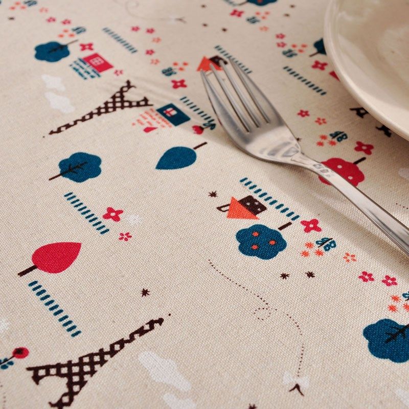 特价布艺餐桌布欧式田园 巴黎铁塔棉麻花边台布茶W几布防尘盖巾,淘宝优惠券,粉丝福利购,淘宝优惠卷