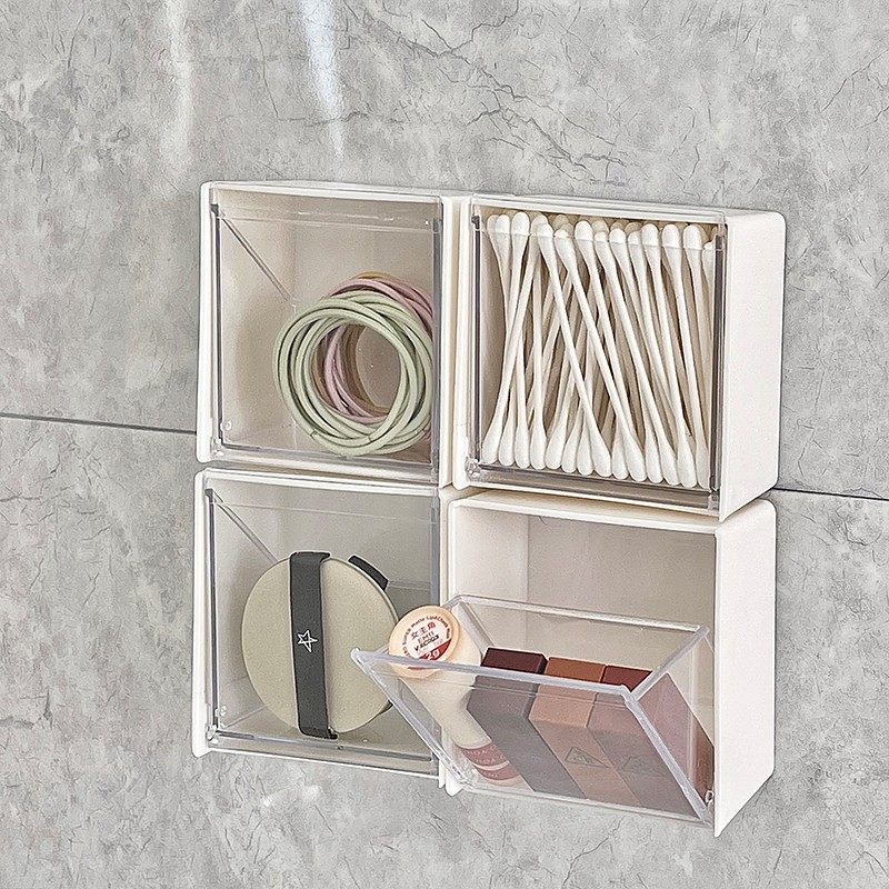 卫生间置物架墙上免打孔q化妆品收纳盒化妆棉棉签发夹头饰储物盒,淘宝优惠券,粉丝福利购,淘宝优惠卷