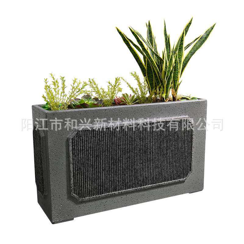 厂家双色条纹长方形花瓶户外园林绿植花箱组合落地玻璃钢花盆摆件,淘宝优惠券,粉丝福利购,淘宝优惠卷