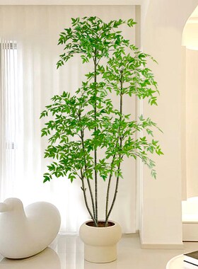 速发南天竹假花花摆设大型绿饰盆栽室内客厅落地装植仿生植物