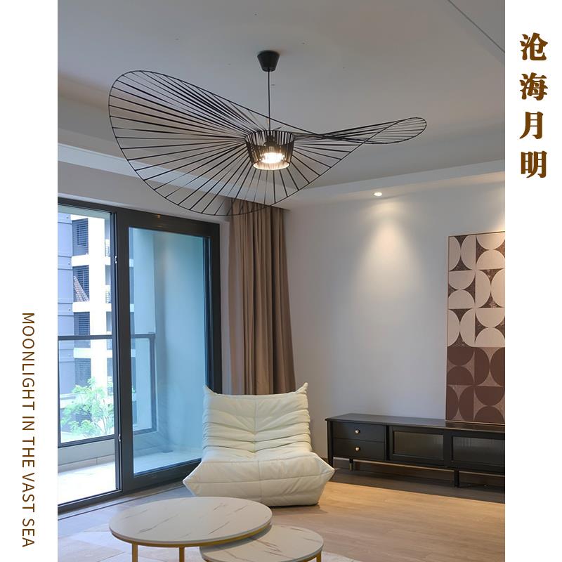 设计师vertigo法式草帽客厅主灯帽子灯北欧网红餐厅卧室草帽吊灯 - 图0