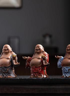 陶瓷笑佛招财弥勒佛摆件中式家居客厅茶桌面禅意佛像装饰乔迁礼品