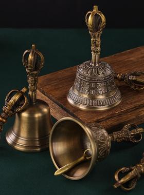 尼泊尔进口青铜手工金刚五股金刚铃杵铜铃铛法器回音长久优质款