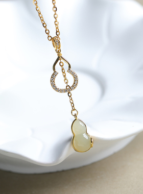 葫芦和田玉纯银项链女白玉福禄