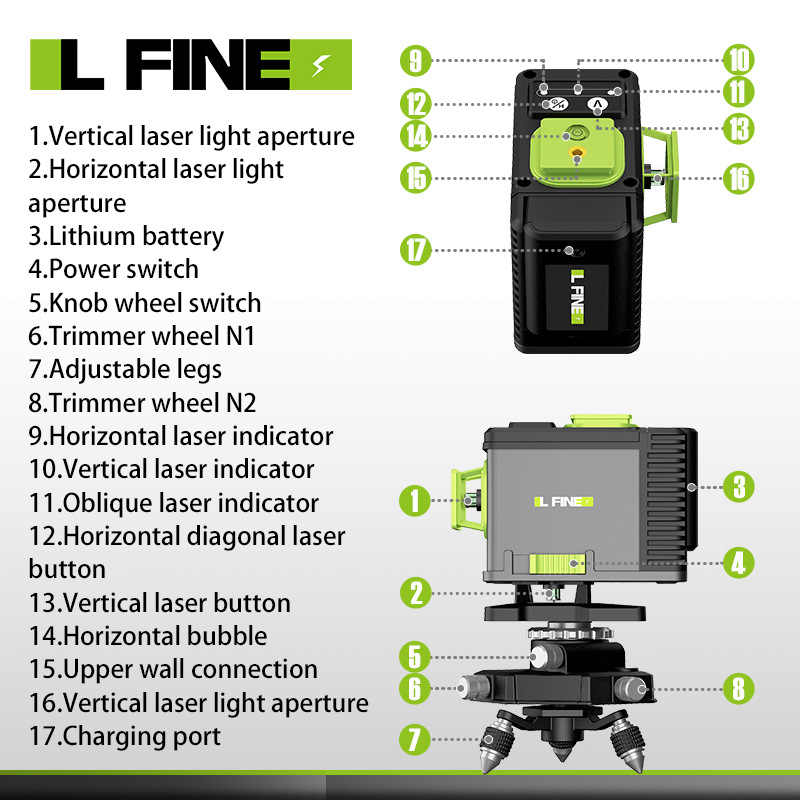 德国进口4D16线3D12线绿光水平仪激光水平仪投线仪Laser level-图1