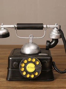 美式复古怀旧电话机座机仿真模型摆件老式客厅酒T柜电视工业风装